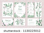 wedding card templates set with ... | Shutterstock .eps vector #1130225012