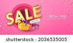 3d gold sale label with... | Shutterstock .eps vector #2036535005