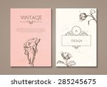 vintage cards with hand drawn... | Shutterstock .eps vector #285245675