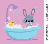 Cute Baby Rabbit Is Bathing In...