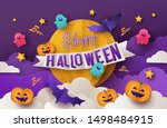 happy halloween greeting banner ... | Shutterstock .eps vector #1498484915
