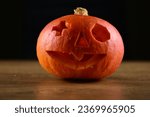 Small photo of Halloween pumpkins, scary and gruesome