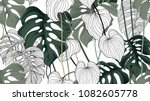 floral seamless pattern  green  ... | Shutterstock .eps vector #1082605778
