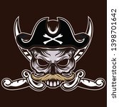 full color detail pirate skull... | Shutterstock .eps vector #1398701642