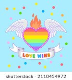 Love Wins Text. Winged Heart In ...