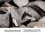 Small photo of iron ore, rocks from which metallic iron can be obtained, iron extracted from magnetite, hematite or siderite. raw material for the metallurgical industry
