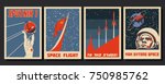vector space posters. stylized... | Shutterstock .eps vector #750985762