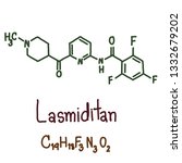 Lasmiditan (COL-144) is an investigational drug for the treatment of acute migraine. It is being developed by Eli Lilly and is in phase III clinical trials. Vector illustration 