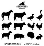 vector farm animals silhouettes ... | Shutterstock .eps vector #240443662