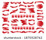 red ribbons  pennant flag set... | Shutterstock .eps vector #1870528762