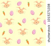 easter egg and rabbit on cream... | Shutterstock .eps vector #1015271338
