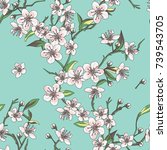 sakura cherry blossom seamless... | Shutterstock .eps vector #739543705