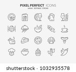 Thin line icons set of restaurant and menu options. Outline symbol collection. Editable vector stroke. 64x64 Pixel Perfect.