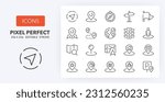 Set of thin line icons about navigation and location. Outline symbol collection 1of 2. Editable vector stroke. 256x256 Pixel Perfect scalable to 128px, 64px...