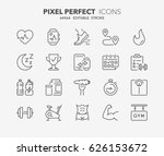 thin line icons set of fitness  ... | Shutterstock .eps vector #626153672