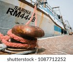 Small photo of Rimini, Italy, April 09, 2018 particular of dockage in port