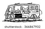 doodle abandoned bus.  black...