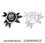 black and white rose | Shutterstock .eps vector #1246969615