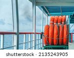 Orange Inflatable Lifeboats On...