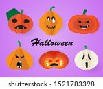 set of cartoon halloween scary... | Shutterstock .eps vector #1521783398