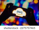 Small photo of March 17, 2023, Brazil. In this photo illustration, the Amazon Web Services (AWS) logo is seen displayed on a smartphone