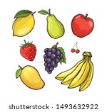 set of fruit cartoon style.... | Shutterstock .eps vector #1493632922
