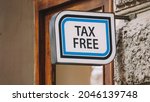 tax free banner in the building | Shutterstock . vector #2046139748