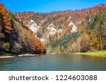 Beautiful Dunajec river gorge in Pieniny National Park Slovakia.The natural border between Poland and Slovakia on a beautiful clear sunny autumn day. 
