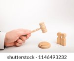 Small photo of Two men and a hammer of the judge. The trial of cases in court, the resolution of a dispute between two people. Business relations, ascertaining the ownership of property. Litigation.