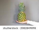 pineapple standing in woman's... | Shutterstock . vector #2082849898