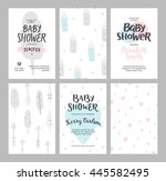 baby shower girl and boy... | Shutterstock . vector #445582495