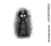 black angry cat eyes dark chalk ... | Shutterstock . vector #1935055805