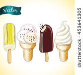 hand drawn four ice cream... | Shutterstock .eps vector #453641305
