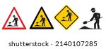 road work sign. work in... | Shutterstock .eps vector #2140107285