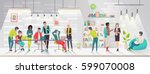 concept of the coworking center.... | Shutterstock .eps vector #599070008