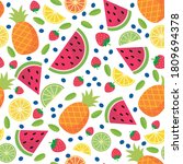 fruit and berries. seamless... | Shutterstock .eps vector #1809694378