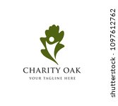 charity oak leaf logo design... | Shutterstock .eps vector #1097612762