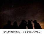 Silhouette of a group of friends stargazing