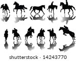 horses and riders silhouettes... | Shutterstock . vector #14243770