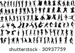 lots of silhouettes of dancing... | Shutterstock .eps vector #30937759