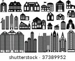 set of black symbols of... | Shutterstock . vector #37389952