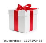 gift box with ribbon on white... | Shutterstock . vector #1129193498