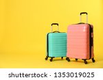 Stylish Suitcases On Color...