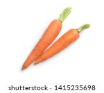Fresh Ripe Carrots On White...