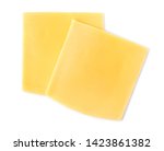 Slices of cheese for burger isolated on white, top view