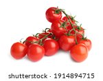 Branches of fresh cherry tomatoes isolated on white