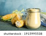 Corn Flour In Glass Jar And...