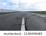 Large Cracks On Asphalt Road...