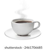 Steaming coffee in cup isolated ...