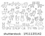 big animals set for coloring... | Shutterstock .eps vector #1911135142